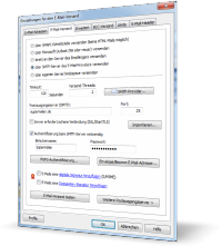 Newsletter Software SuperMailer - Einstellungen für den Newsletter Versand z.B. Versand über MS Outlook, SMTP-Server oder  per Script über Webspace