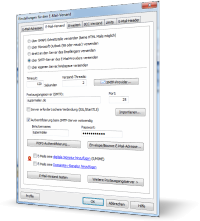 Newsletter Software SuperMailer - Einstellungen fr den Newsletter Versand z.B. Versand ber MS Outlook, SMTP-Server oder  per Script ber Webspace